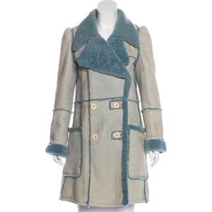 Chloé shearling-trimmed suede coat, size 40 USA 8